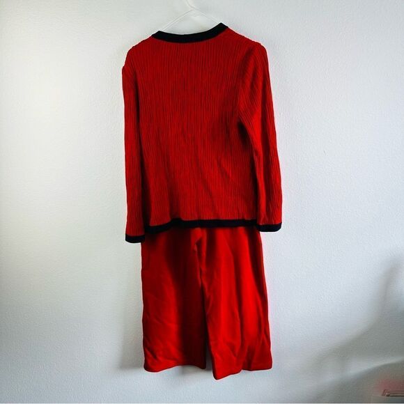 St. John Santana Knit Red Black 3 Piece Pants Sweater Tank Set - Picture 5 of 7